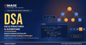 Banner promoting the CIMAGE DSA Practice Maha-abhiyan for daily Data Structures and Algorithms learning and coding practice.